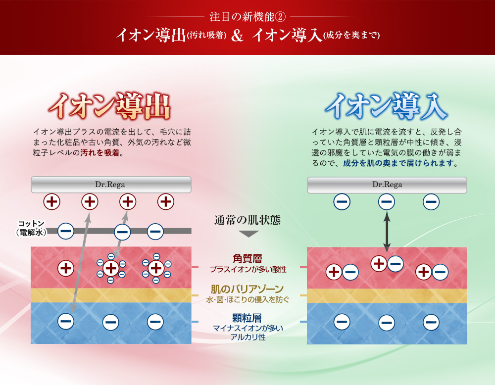 イオン導出とイオン導入機能